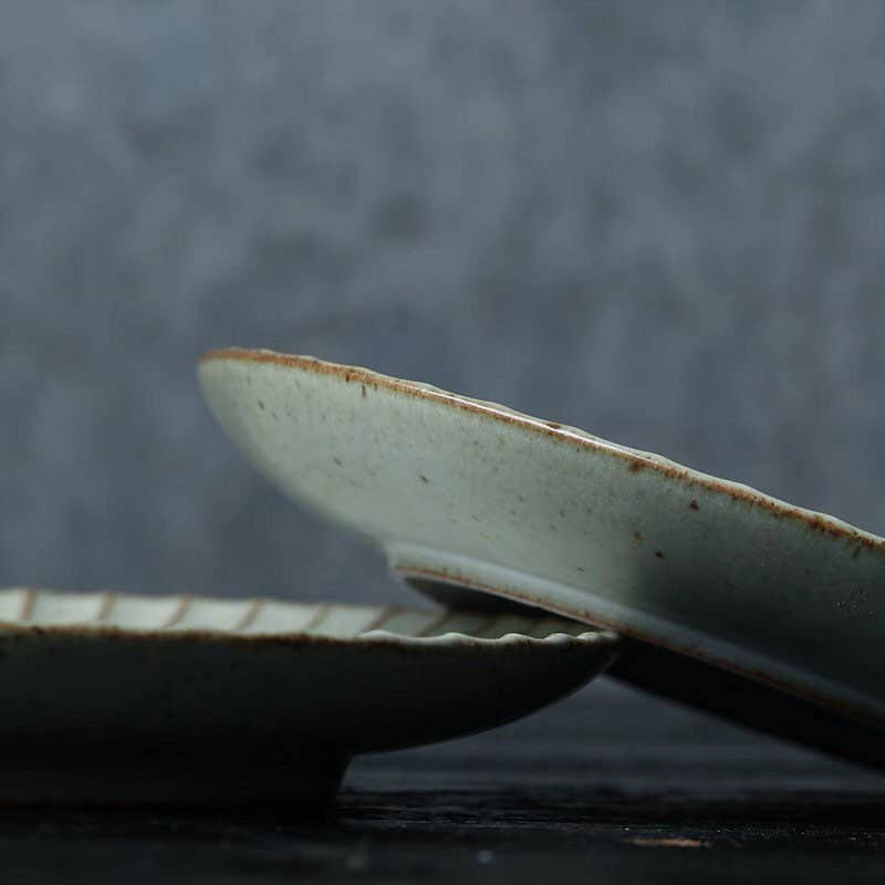 Gohobi handmade ceramic plate Japanese style tableware stone: 17.7