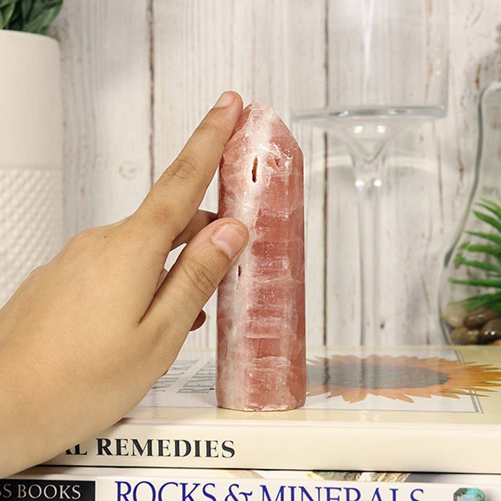 Rose Calcite Round Tip Tower - Rose Calcite Point