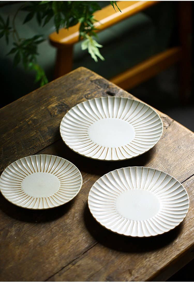 Gohobi handmade ceramic plate Japanese style tableware stone: 17.7