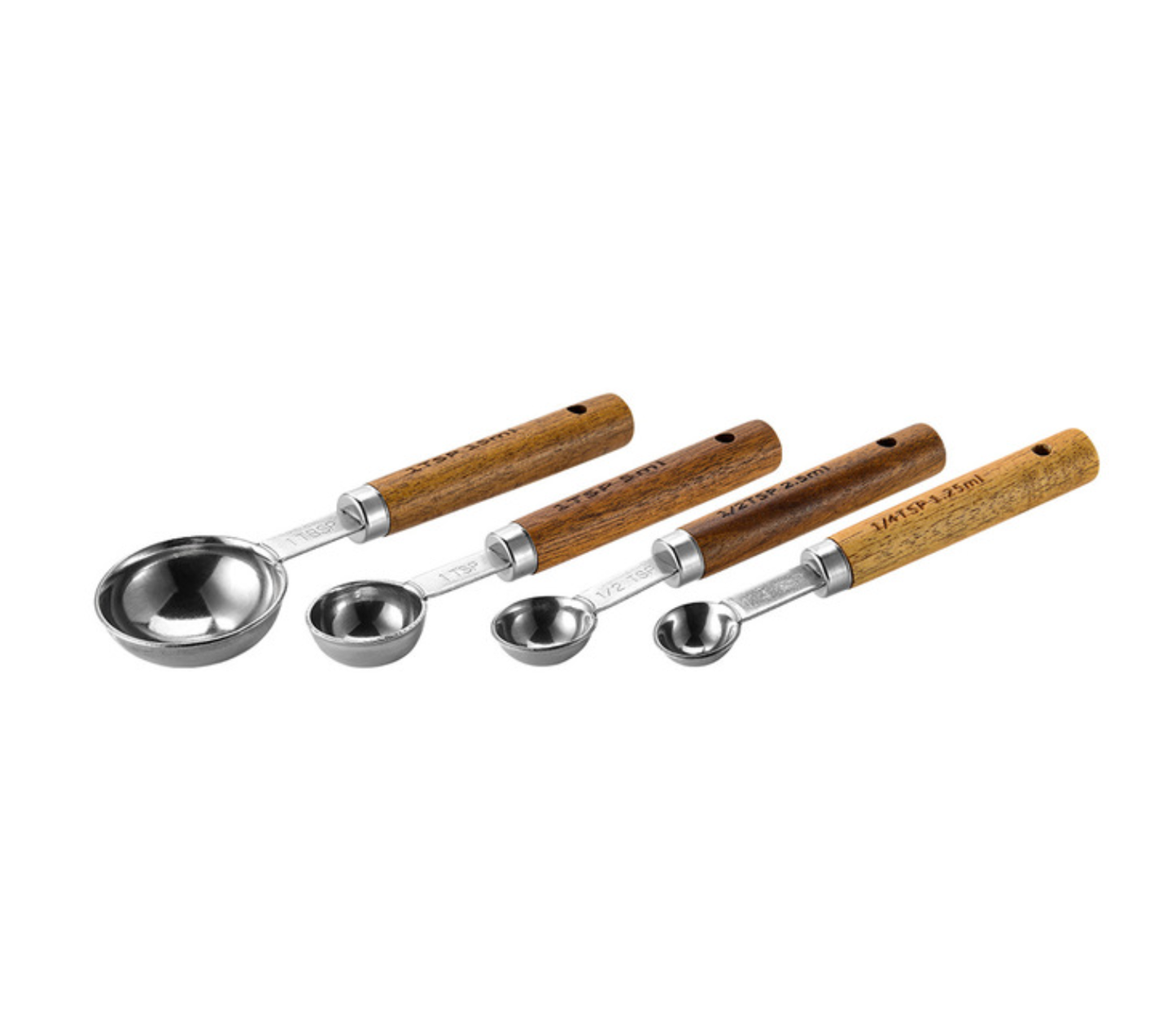 Silver Stainless Steel Measuring Cups: 4 spoons