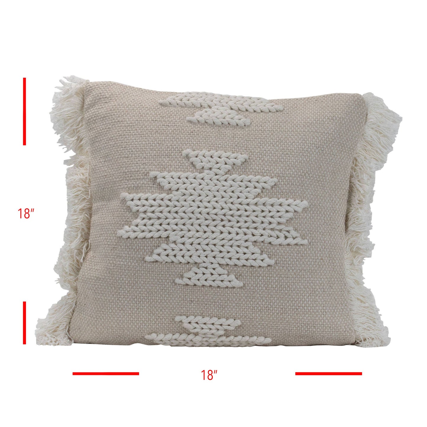 18X18 Hand Woven Auden Pillow White