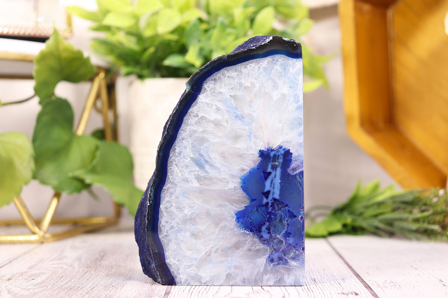 Blue Agate Bookends Pair - Gemstone Bookends