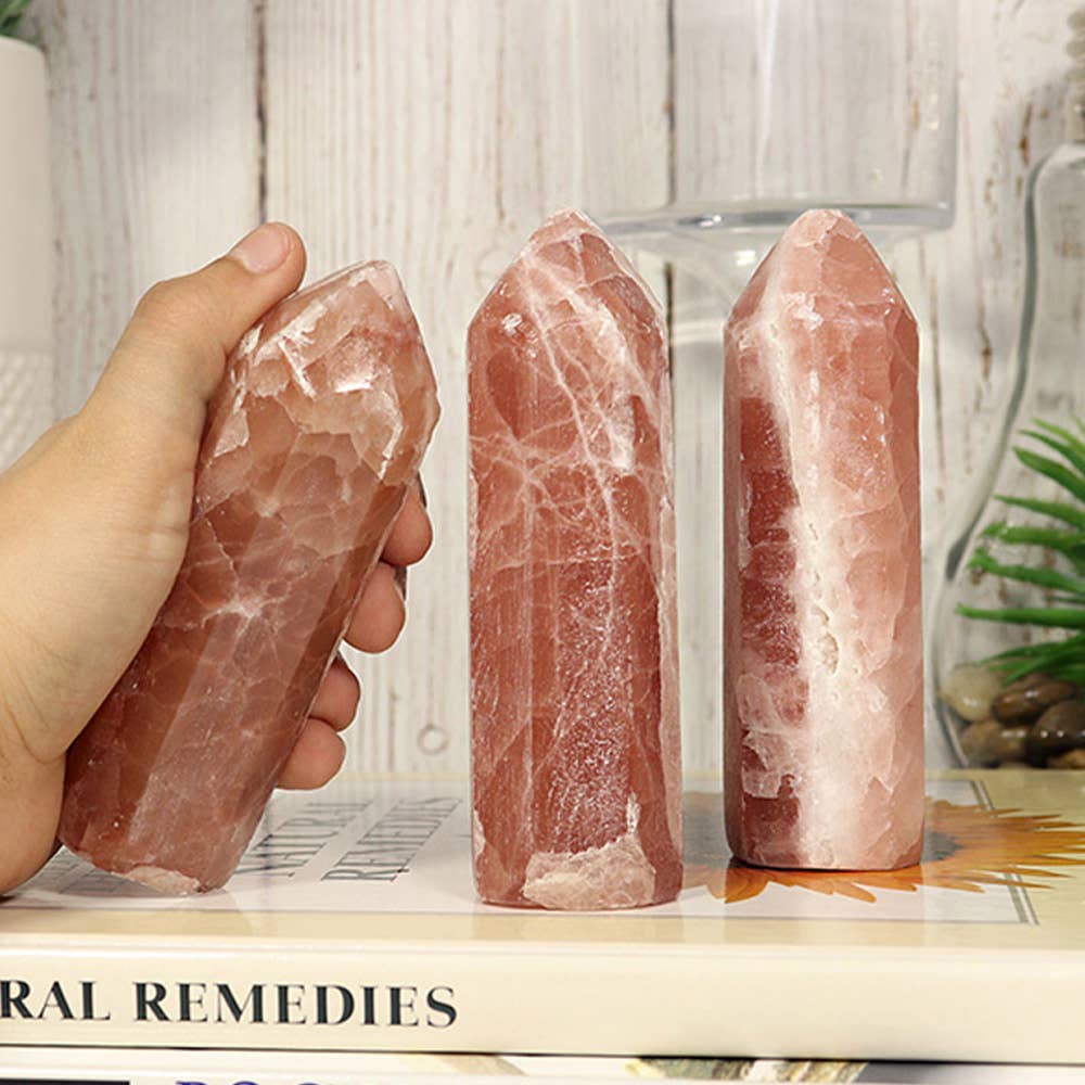Rose Calcite Round Tip Tower - Rose Calcite Point