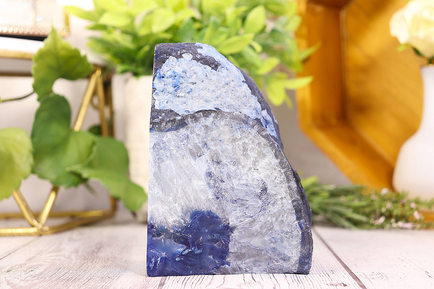 Blue Agate Bookends Pair - Gemstone Bookends