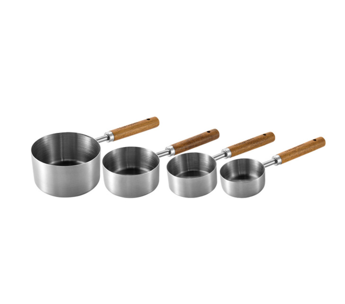 Silver Stainless Steel Measuring Cups: 4 spoons