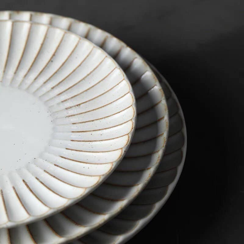 Gohobi handmade ceramic plate Japanese style tableware stone: 17.7