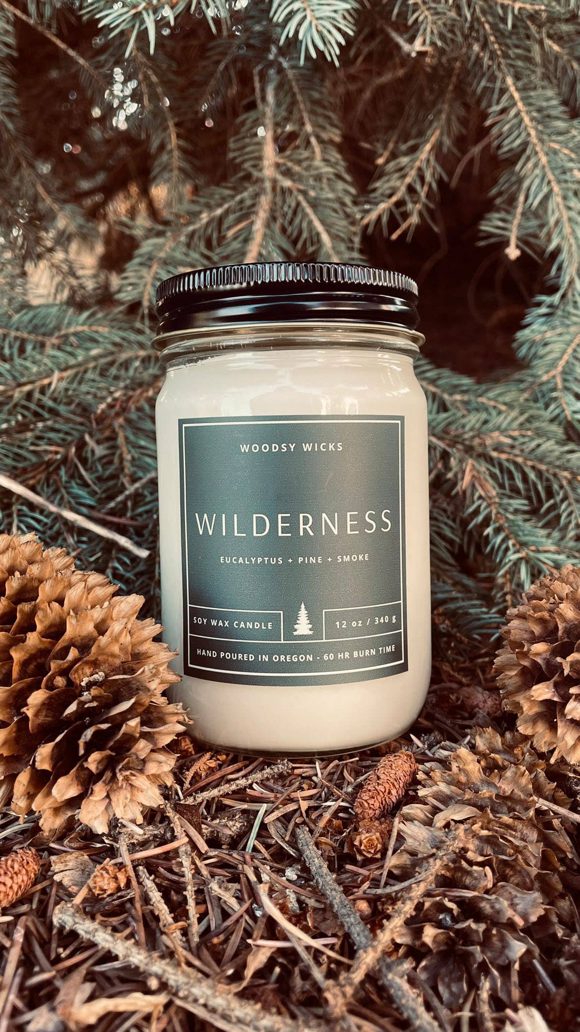 Wilderness Candle Soy Wax Candle - Non-Toxic -tree sent: Wood Wick / 4oz