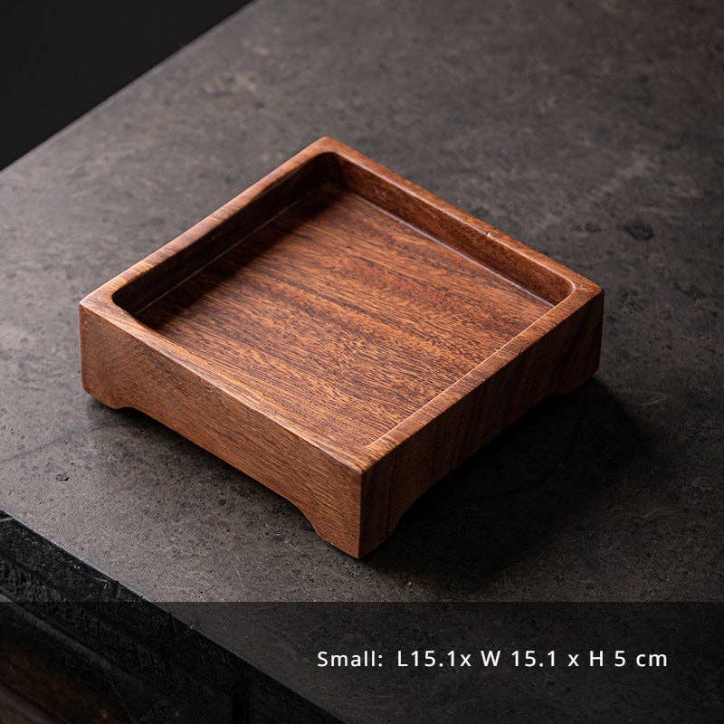 Gohobi Square Walnut Wooden Serving Tray Teapot Tray: 15cm