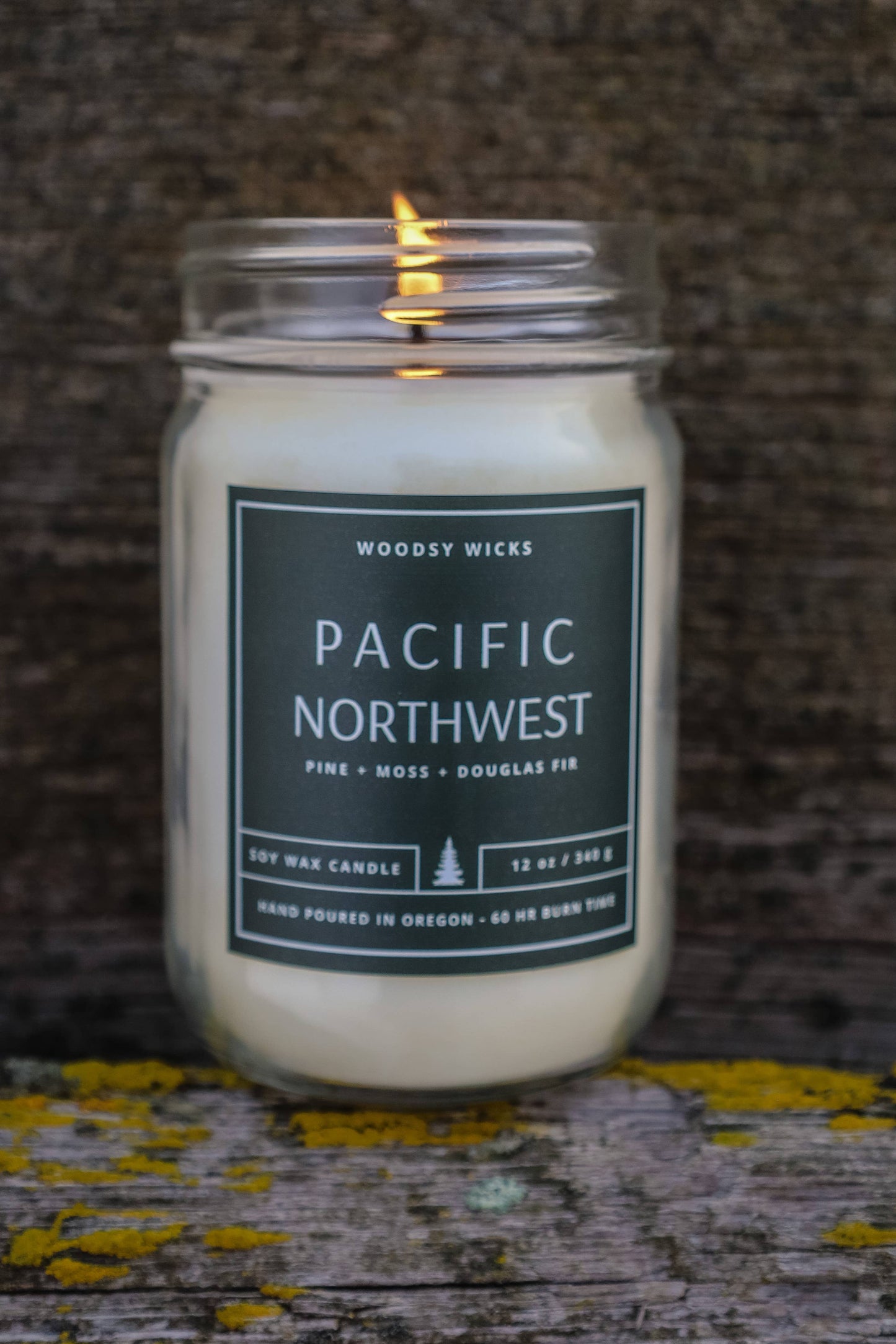 Pacific Northwest Soy Wax Candle - Non-toxic - PNW Oregon: Wood Wick / 4oz