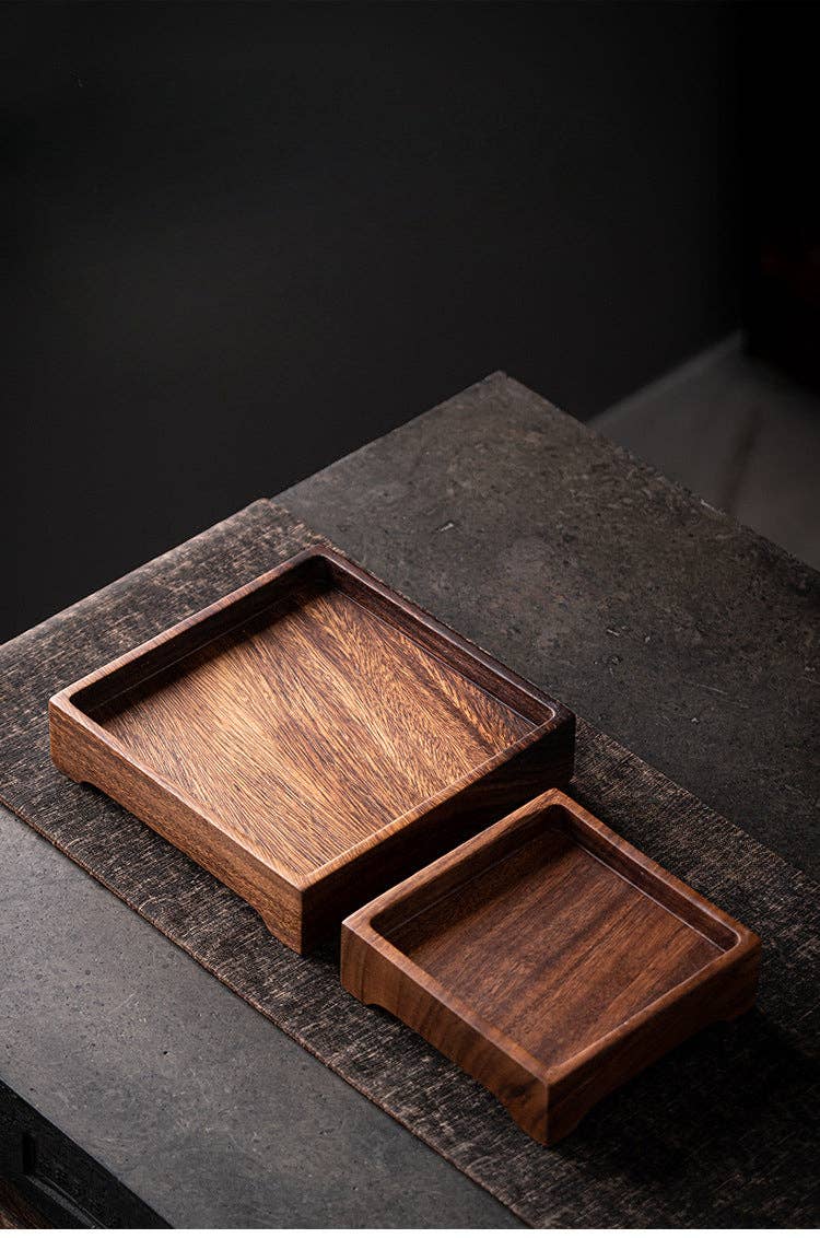 Gohobi Square Walnut Wooden Serving Tray Teapot Tray: 15cm