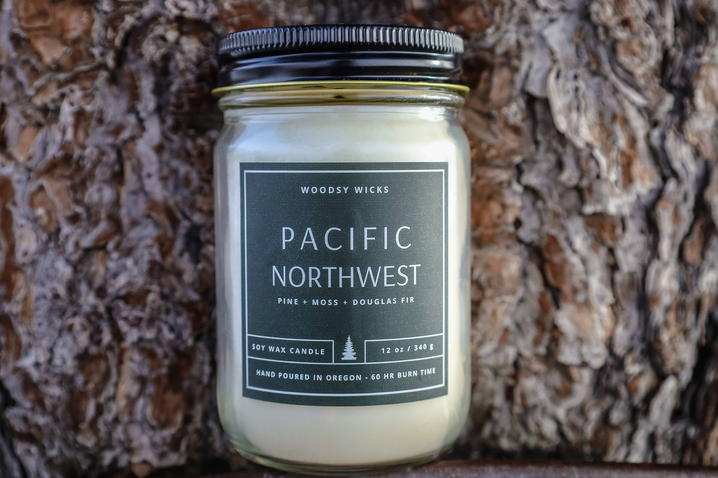 Pacific Northwest Soy Wax Candle - Non-toxic - PNW Oregon: Wood Wick / 4oz