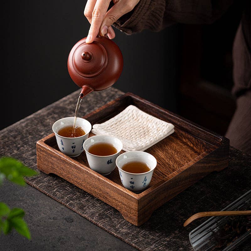 Gohobi Square Walnut Wooden Serving Tray Teapot Tray: 15cm