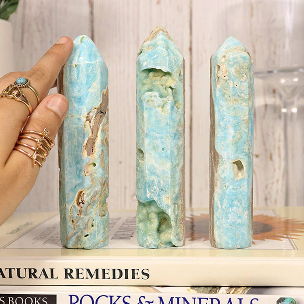 Blue Aragonite Round Top Tower (Large)