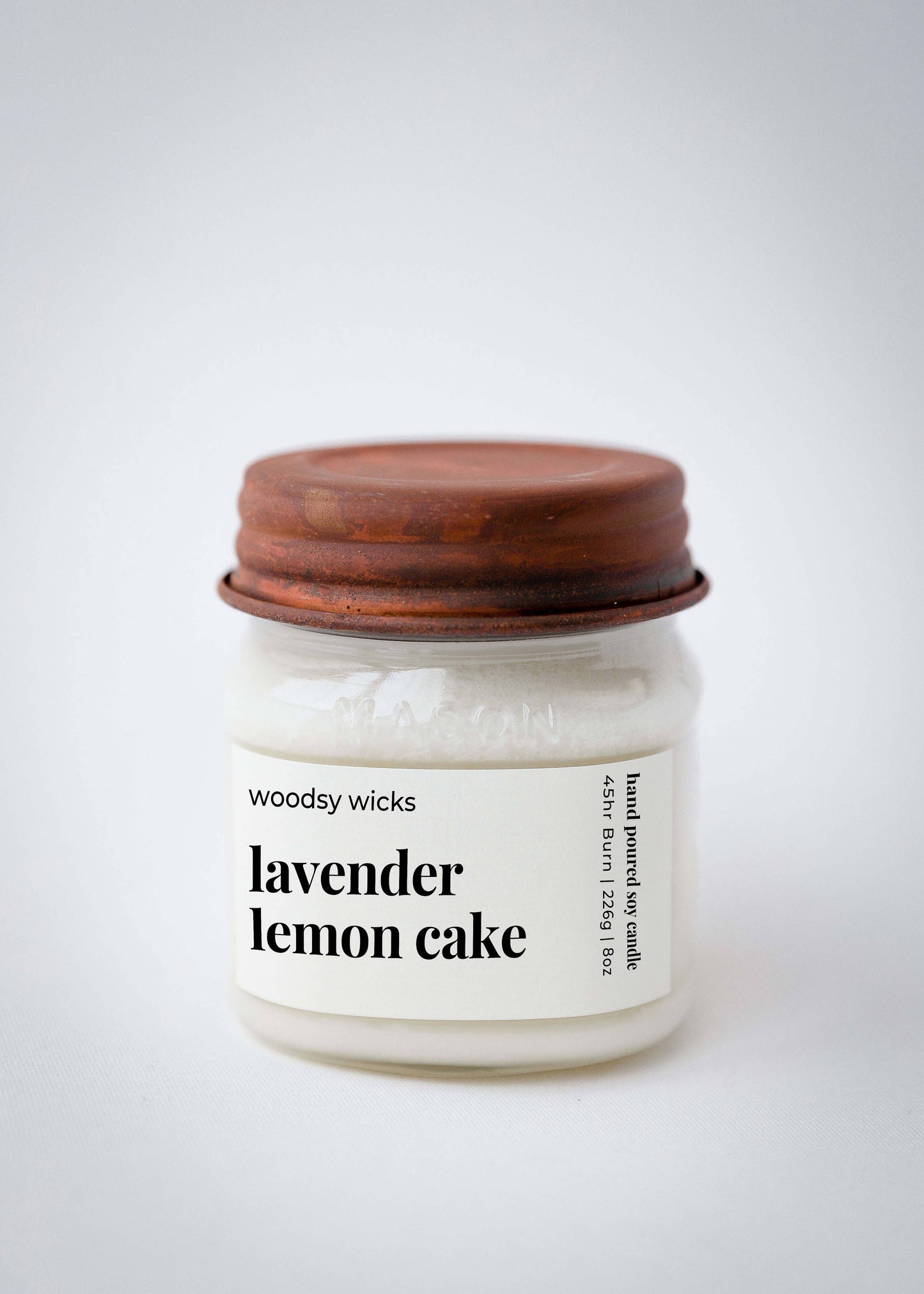 Lavender Lemon Cake Soy Wax Farmhouse Candle Wood Wick: 8oz