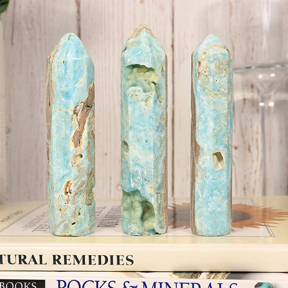 Blue Aragonite Round Top Tower (Large)