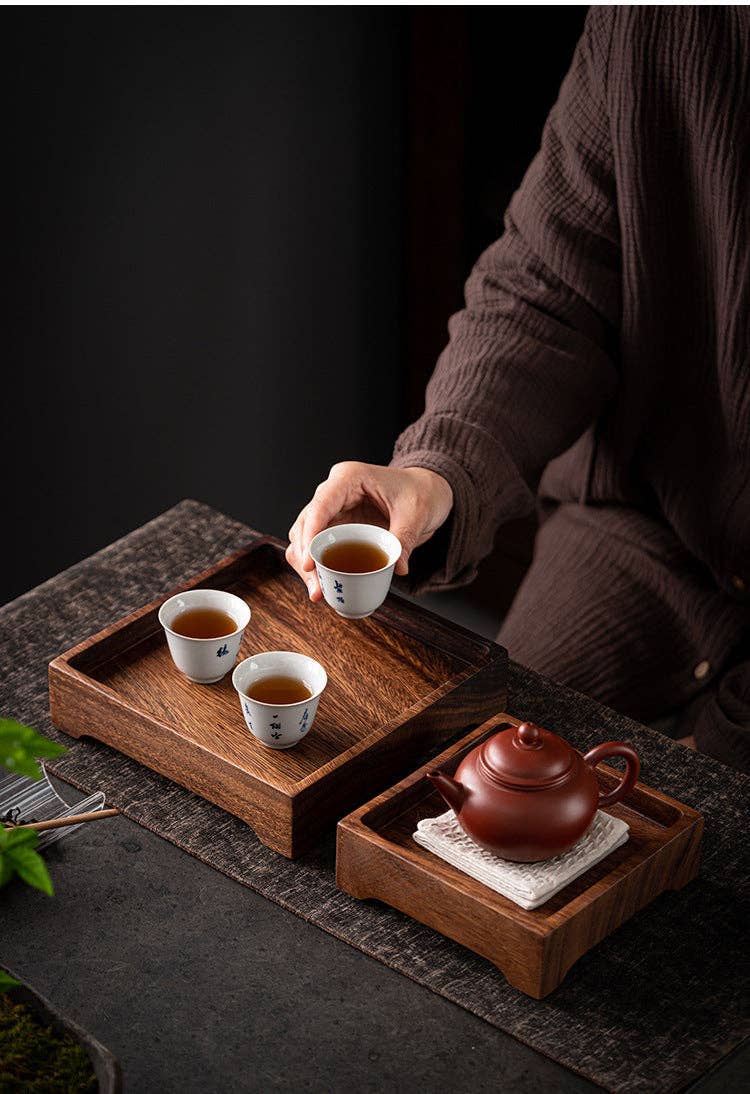 Gohobi Square Walnut Wooden Serving Tray Teapot Tray: 15cm