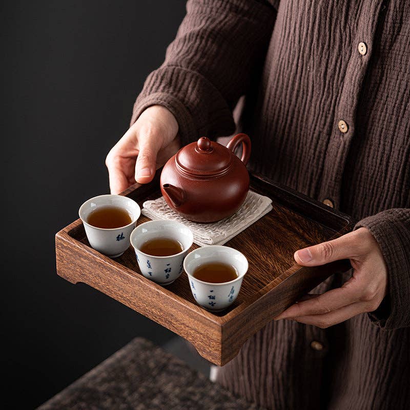 Gohobi Square Walnut Wooden Serving Tray Teapot Tray: 15cm