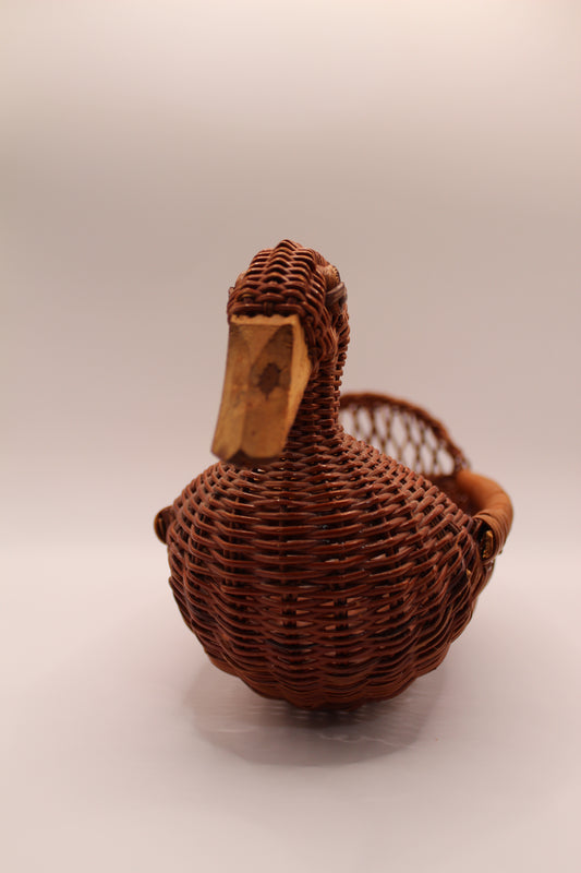 Rattan Wrapped Duck Shaped Potpourri Basket