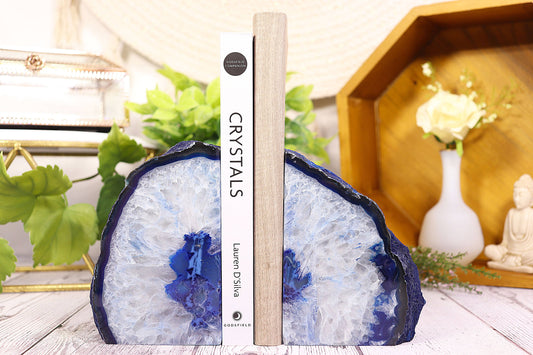 Blue Agate Bookends Pair -  Gemstone Bookends