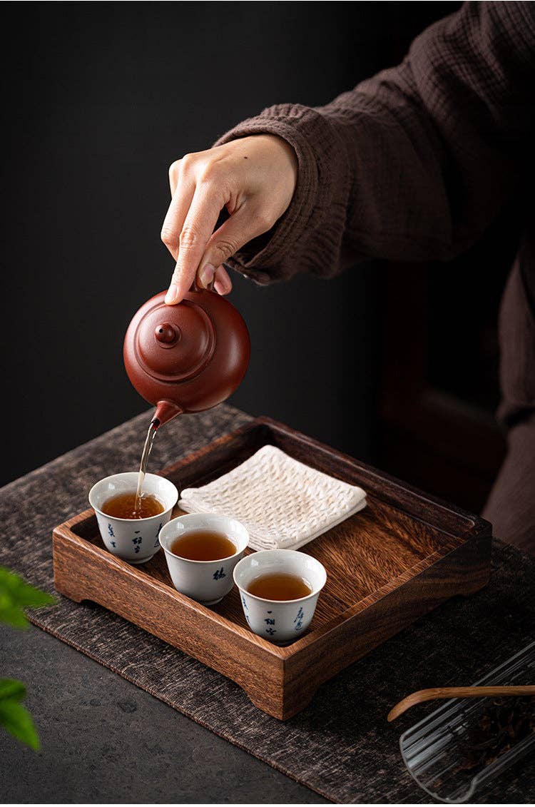 Gohobi Square Walnut Wooden Serving Tray Teapot Tray: 15cm