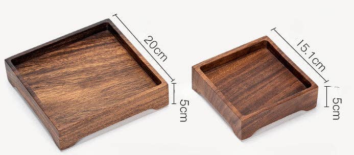 Gohobi Square Walnut Wooden Serving Tray Teapot Tray: 15cm