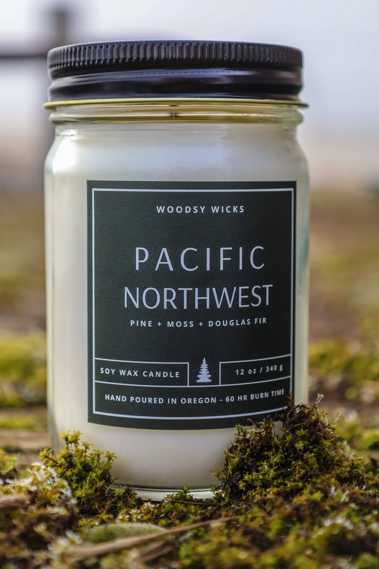 Pacific Northwest Soy Wax Candle - Non-toxic - PNW Oregon: Wood Wick / 4oz