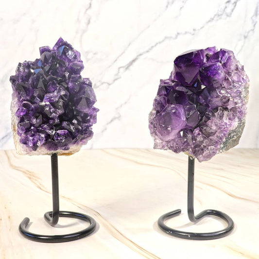 Uruguay Amethyst Cluster on Black Metal Stand