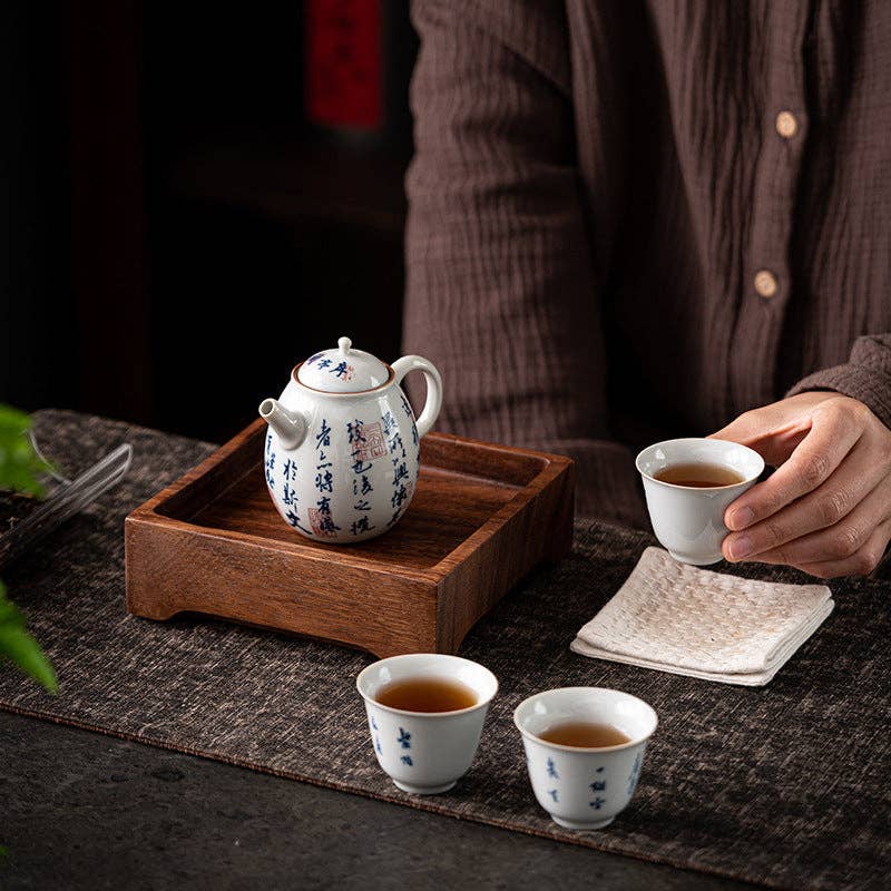 Gohobi Square Walnut Wooden Serving Tray Teapot Tray: 15cm