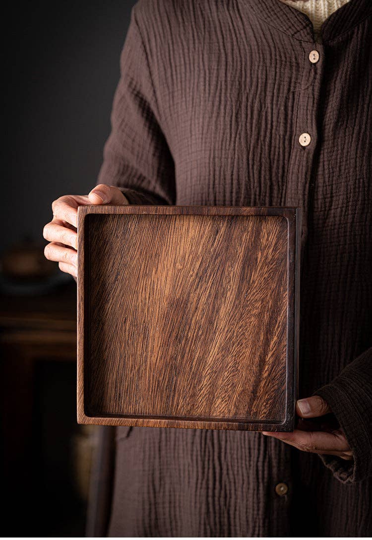 Gohobi Square Walnut Wooden Serving Tray Teapot Tray: 15cm