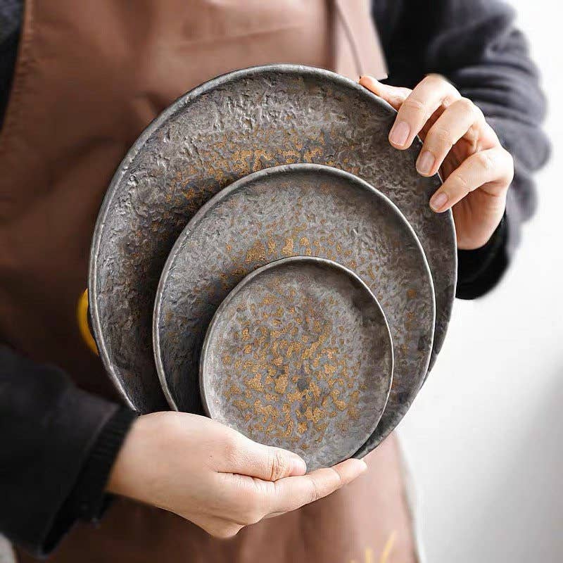 Gohobi Handmade Metallic Glaze Ceramic Plate: 11.8 cm