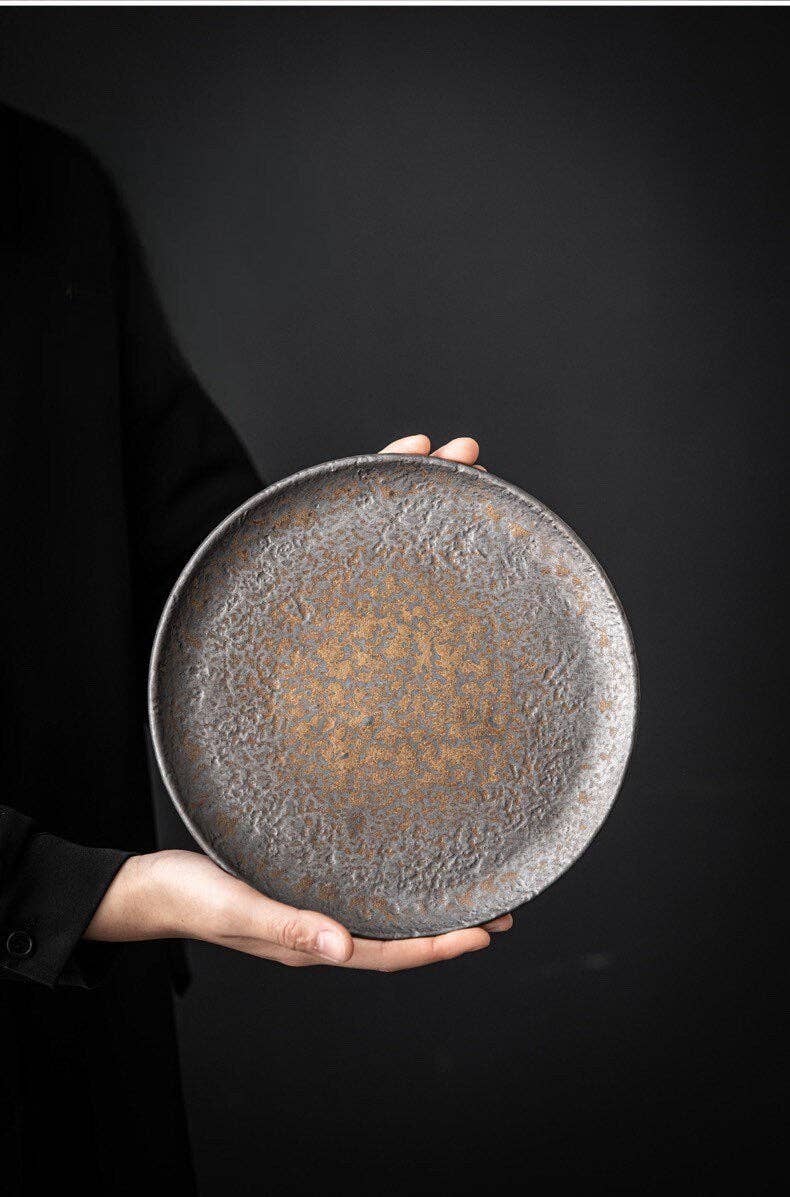 Gohobi Handmade Metallic Glaze Ceramic Plate: 11.8 cm