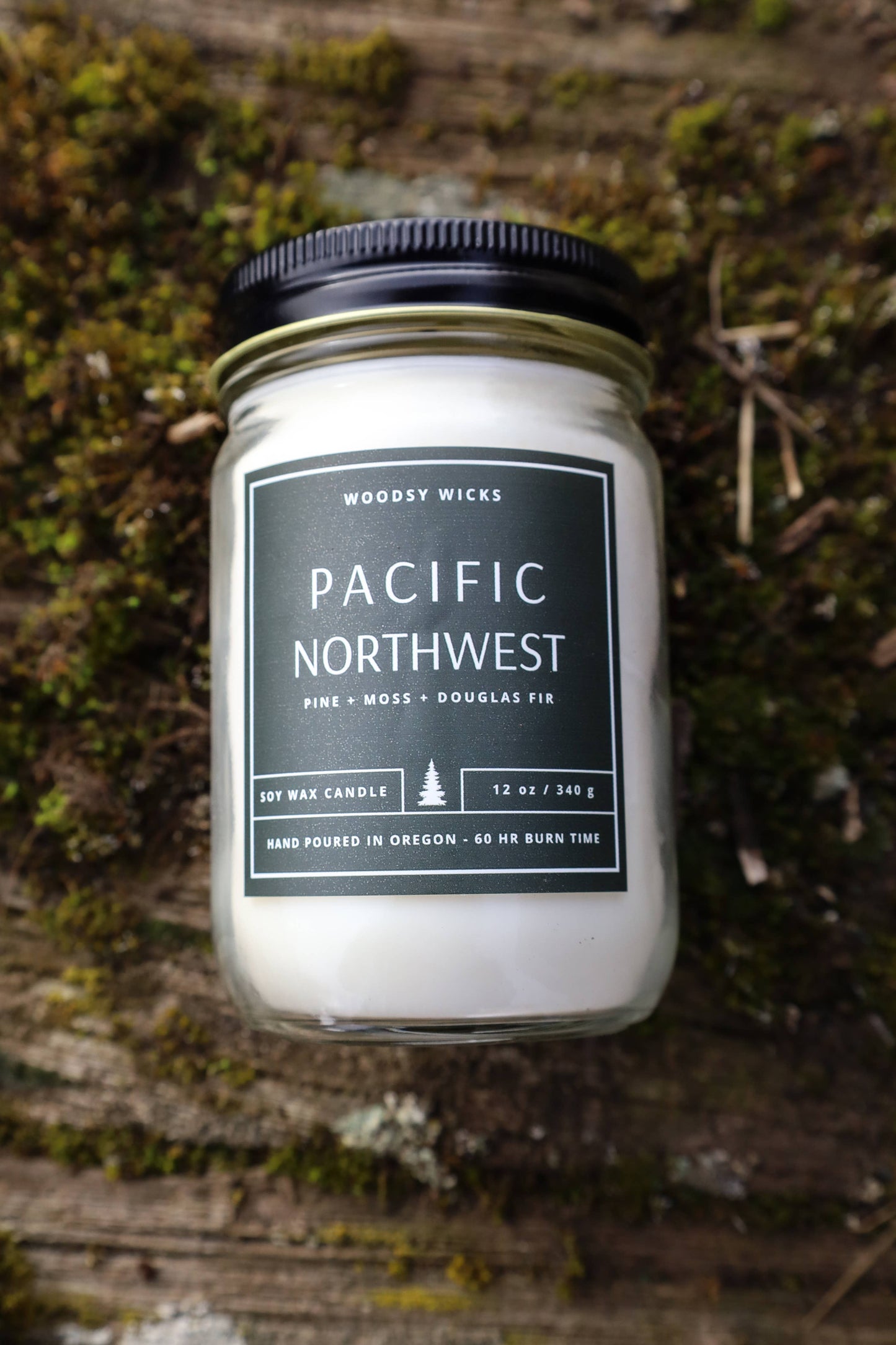 Pacific Northwest Soy Wax Candle - Non-toxic - PNW Oregon: Wood Wick / 4oz