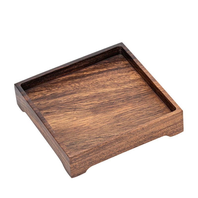 Gohobi Square Walnut Wooden Serving Tray Teapot Tray: 15cm