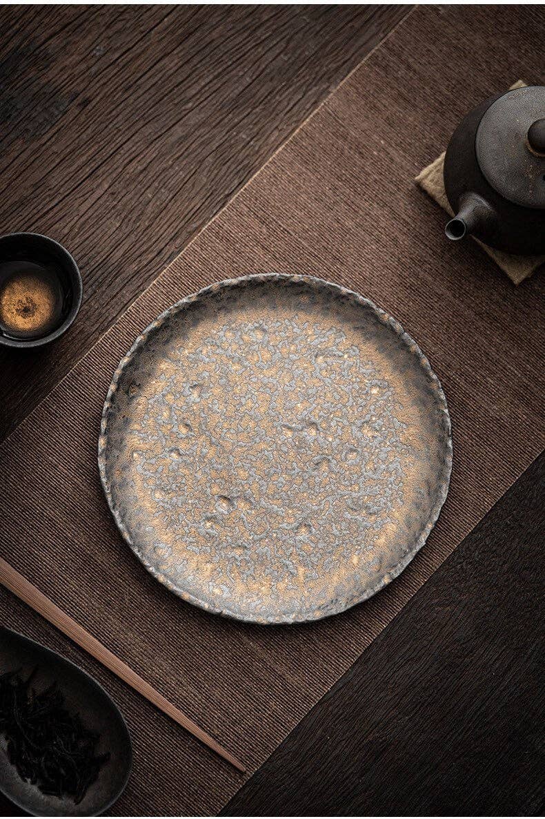 Gohobi Handmade Metallic Glaze Ceramic Plate: 11.8 cm