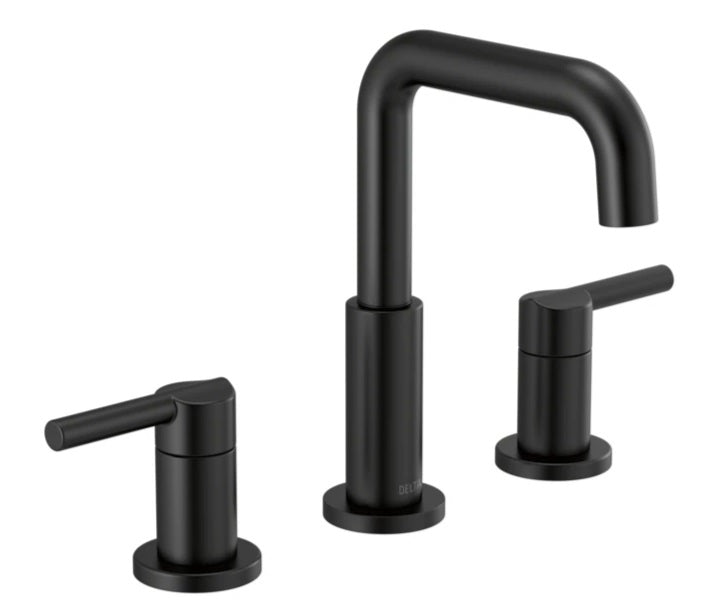 Delta Nicoli Matte Black Widespread 2-handle WaterSense Bathroom Sink Faucet with Drain