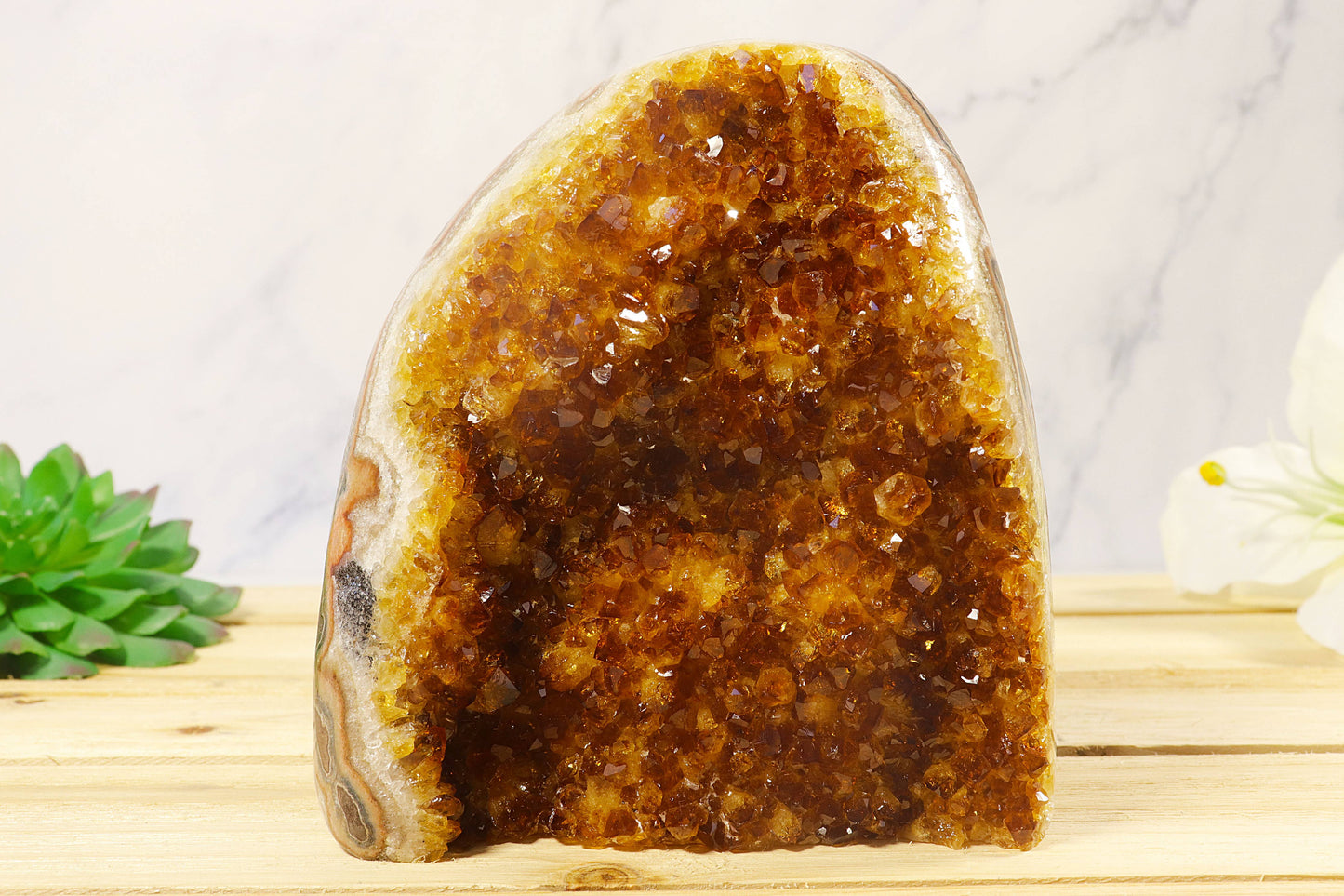 Polished Citrine Cluster Stand Up Xtra Quality Crystal Décor: Medium